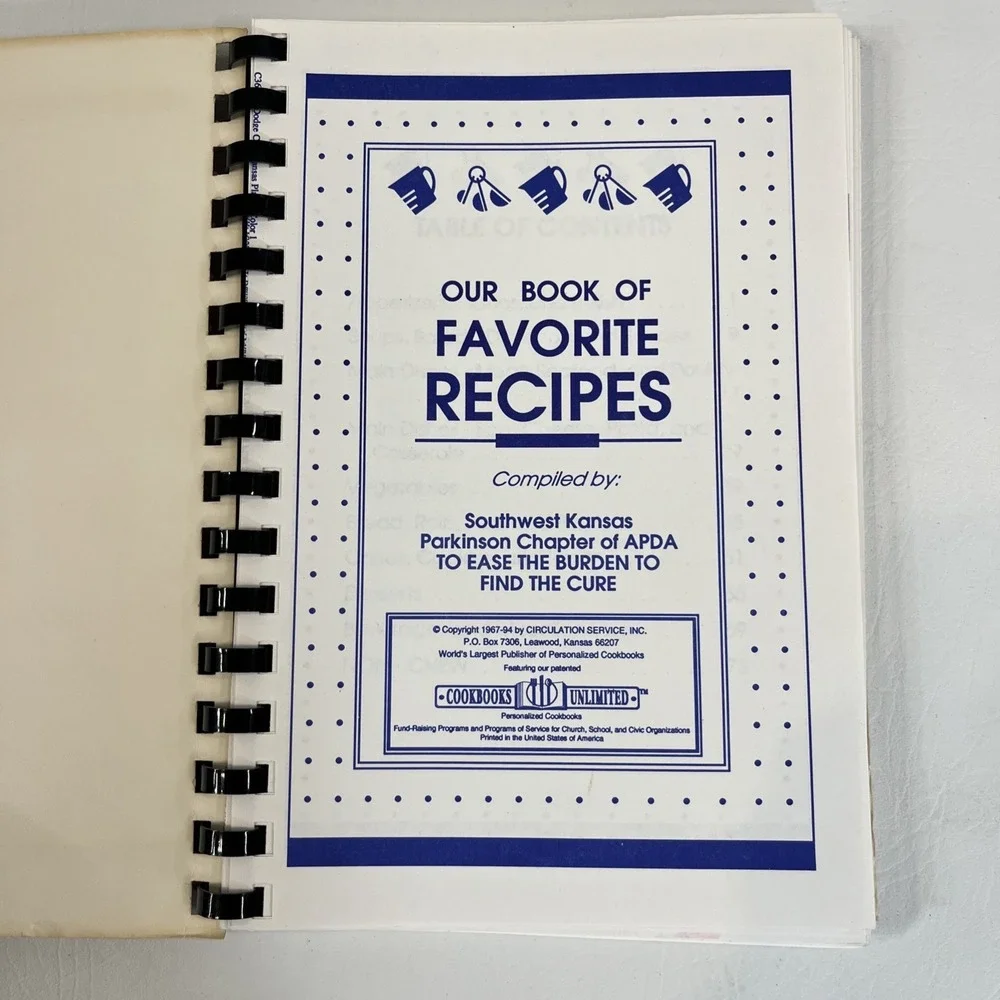 VTG Book Of Favorite‎ Recipes/Southwest Kansas Parkinson Chapter Of APDA 1990's